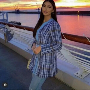 Zara NWT combination structured denim coat